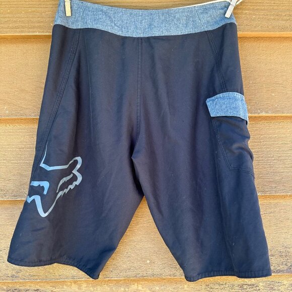 Fox Racing Black Grey Swim Trunks Men's Shorts Size 28 - Picture 7 of 9